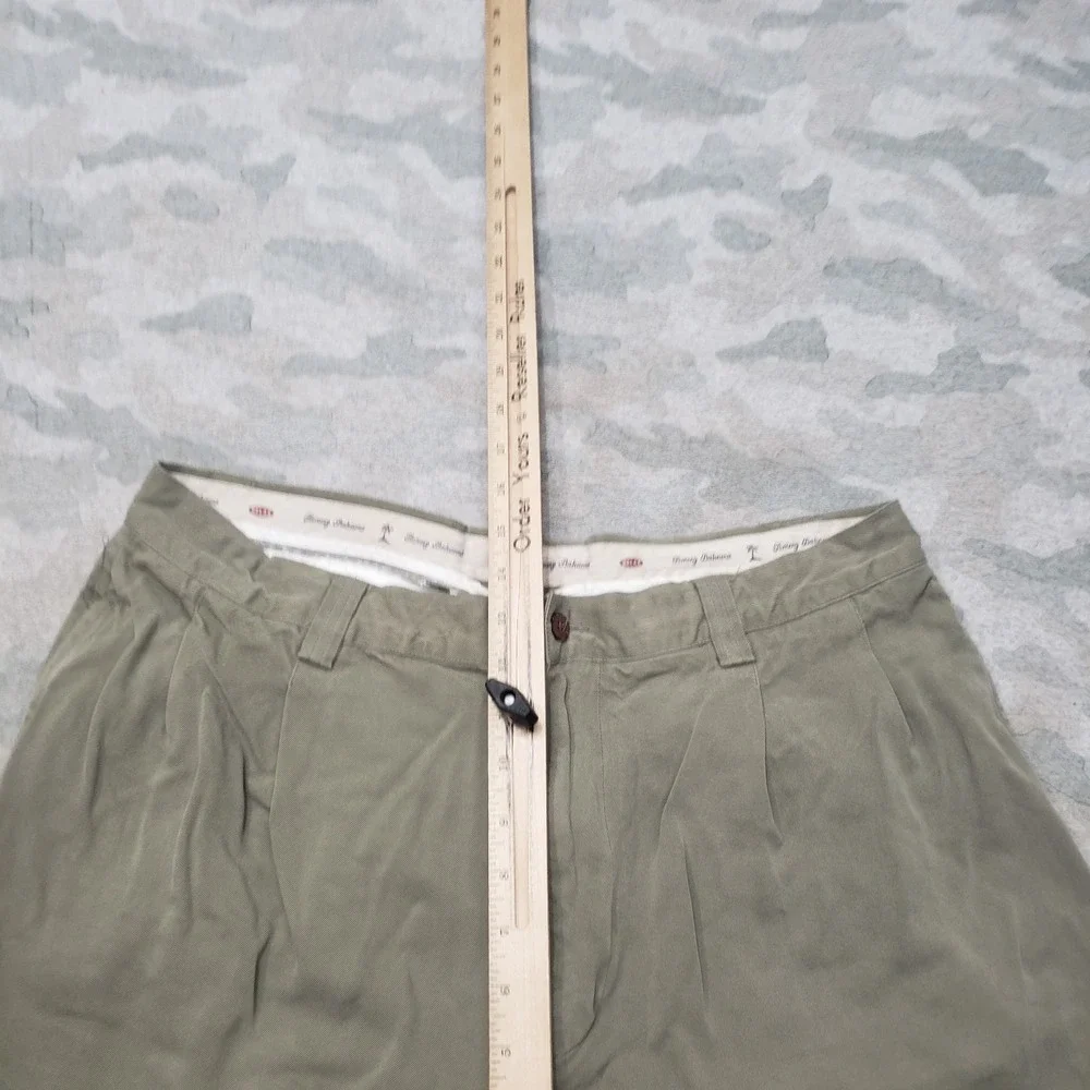 Tommy Bahama Pants Mens 38 Green Pleated 100% Silk Relaxed